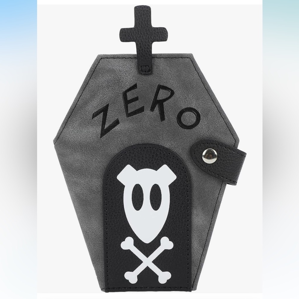 Bioworld Black and Gray Coffin Crossbody Bag with White Skull
